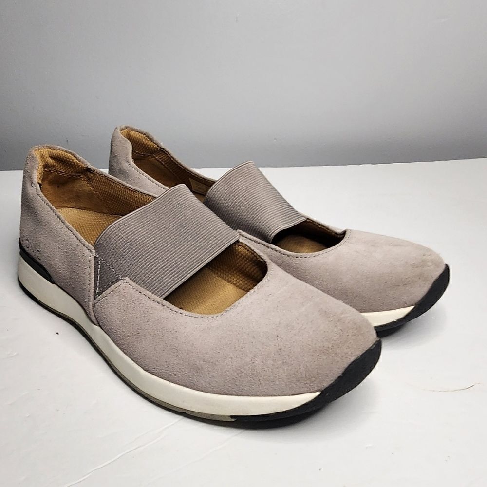 Vionic Shoes Cadee Mary Jane Light Gray Suede Comfort Slip On Size 7 Womens